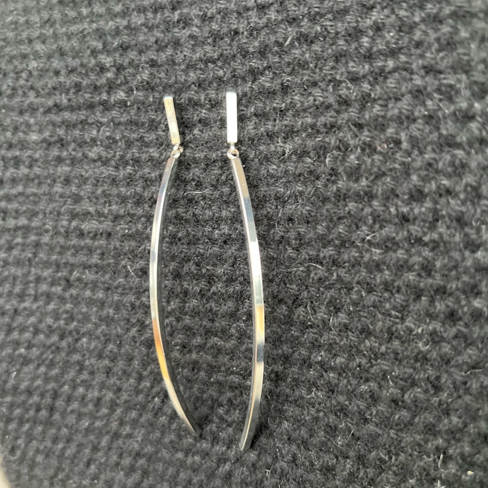 BCBG MaxAzria Stainless Steel Curved Bar Dangle Earrings with Post Back - Picture 4 of 13